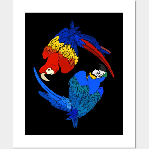 Scarlet and Blue & Gold Macaws Wall Art by Tinker and Bone Studio